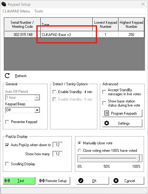 Keypad Software Why can't my keypads send votes?